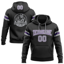 Laden Sie das Bild in den Galerie-Viewer, Uksn Individuelles Bestickt Schwarz Grau-Violett Football Pullover Sweatshirt Hoodie