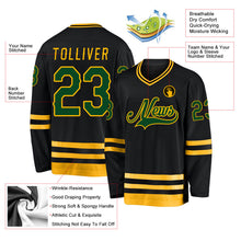 Laden Sie das Bild in den Galerie-Viewer, Uksn Individuelles Schwarz Grün-Gold Eishockey-Trikot