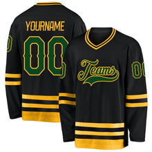 Laden Sie das Bild in den Galerie-Viewer, Uksn Individuelles Schwarz Grün-Gold Eishockey-Trikot