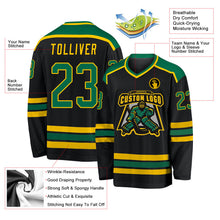 Laden Sie das Bild in den Galerie-Viewer, Uksn Individuelles Schwarz Kelly-Grün-Gold Eishockey-Trikot