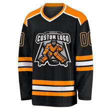 Laden Sie das Bild in den Galerie-Viewer, Uksn Individuelles Schwarz Schwarz-Bay Orange Eishockey-Trikot