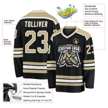 Laden Sie das Bild in den Galerie-Viewer, Uksn Individuelles Schwarz Vegas-Gold-Weiß Eishockey-Trikot
