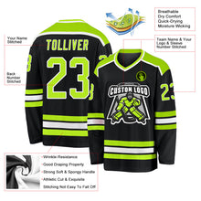 Laden Sie das Bild in den Galerie-Viewer, Uksn Individuelles Schwarz Neongrün-Weiß Eishockey-Trikot