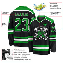 Laden Sie das Bild in den Galerie-Viewer, Uksn Individuelles Schwarz Grasgrün-Weiß Eishockey-Trikot