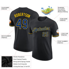 Laden Sie das Bild in den Galerie-Viewer, Uksn Individuelles Schwarz Royalblau-Gelb Funktions-T-Shirt