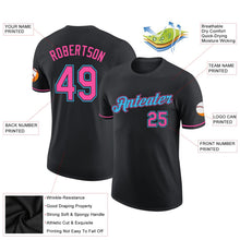 Laden Sie das Bild in den Galerie-Viewer, Uksn Individuelles Schwarz Pink-Himmelblau Funktions-T-Shirt