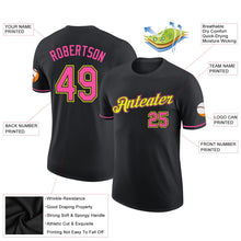 Laden Sie das Bild in den Galerie-Viewer, Uksn Individuelles Schwarz Pink-Neongelb Funktions-T-Shirt