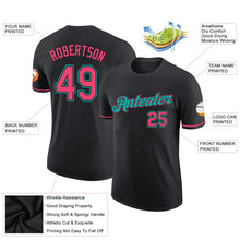 Laden Sie das Bild in den Galerie-Viewer, Uksn Individuelles Schwarz Neonpink-Aqua Funktions-T-Shirt