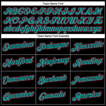 Laden Sie das Bild in den Galerie-Viewer, Uksn Individuelles Schwarz Neonpink-Aqua Funktions-T-Shirt
