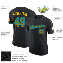 Laden Sie das Bild in den Galerie-Viewer, Uksn Individuelles Schwarz Petrol-Gelb Funktions-T-Shirt