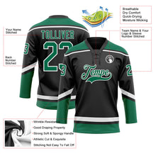 Laden Sie das Bild in den Galerie-Viewer, Uksn Individuelles Schwarz Weiß-Kelly-Grün Eishockey-Trikot mit Schnürkragen