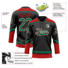 Laden Sie das Bild in den Galerie-Viewer, Uksn Individuelles Schwarz Kelly-Grün-Rot Eishockey-Trikot mit Schnürkragen