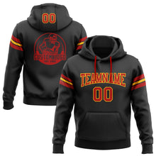 Laden Sie das Bild in den Galerie-Viewer, Uksn Individuelles Bestickt Schwarz Rot-Gold Football Pullover Sweatshirt Hoodie