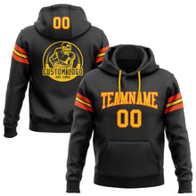 Laden Sie das Bild in den Galerie-Viewer, Uksn Individuelles Bestickt Schwarz Gelb-Orange Football Pullover Sweatshirt Hoodie