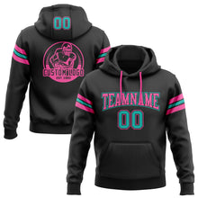 Laden Sie das Bild in den Galerie-Viewer, Uksn Individuelles Bestickt Schwarz Aqua-Pink Football Pullover Sweatshirt Hoodie