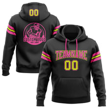 Laden Sie das Bild in den Galerie-Viewer, Uksn Individuelles Bestickt Schwarz Neongelb-Pink Football Pullover Sweatshirt Hoodie