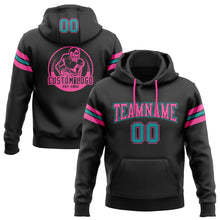 Laden Sie das Bild in den Galerie-Viewer, Uksn Individuelles Bestickt Schwarz Petrol-Pink Football Pullover Sweatshirt Hoodie