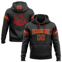 Laden Sie das Bild in den Galerie-Viewer, Uksn Individuelles Bestickt Schwarz Rot-Altgold Football Pullover Sweatshirt Hoodie