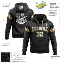 Laden Sie das Bild in den Galerie-Viewer, Uksn Individuelles Bestickt Schwarz Weiß-Altgold Football Pullover Sweatshirt Hoodie