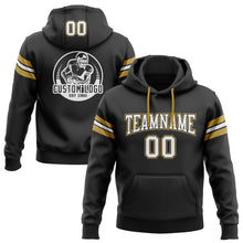 Laden Sie das Bild in den Galerie-Viewer, Uksn Individuelles Bestickt Schwarz Weiß-Altgold Football Pullover Sweatshirt Hoodie