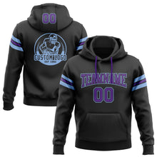 Laden Sie das Bild in den Galerie-Viewer, Uksn Individuelles Bestickt Schwarz Violett-Hellblau Football Pullover Sweatshirt Hoodie