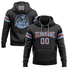 Laden Sie das Bild in den Galerie-Viewer, Uksn Individuelles Bestickt Schwarz Hellblau-Orange Football Pullover Sweatshirt Hoodie