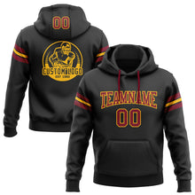 Laden Sie das Bild in den Galerie-Viewer, Uksn Individuelles Bestickt Schwarz Karmesinrot-Gold Football Pullover Sweatshirt Hoodie