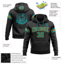 Laden Sie das Bild in den Galerie-Viewer, Uksn Individuelles Bestickt Schwarz Petrol-Gold Football Pullover Sweatshirt Hoodie
