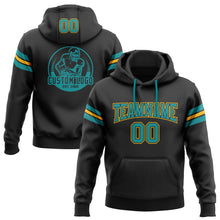 Laden Sie das Bild in den Galerie-Viewer, Uksn Individuelles Bestickt Schwarz Petrol-Gold Football Pullover Sweatshirt Hoodie
