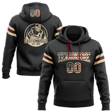 Laden Sie das Bild in den Galerie-Viewer, Uksn Individuelles Bestickt Schwarz Vintage USA Flagge City-Creme-Karmesinrot Football Pullover Sweatshirt Hoodie