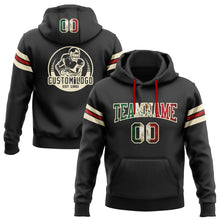 Laden Sie das Bild in den Galerie-Viewer, Uksn Individuelles Bestickt Schwarz Vintage Mexikanische Flagge Creme-Rot Football Pullover Sweatshirt Hoodie