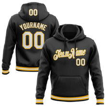 Laden Sie das Bild in den Galerie-Viewer, Uksn Individuelles Bestickt Schwarz Weiß-Gold Sport Pullover Sweatshirt Hoodie