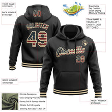 Laden Sie das Bild in den Galerie-Viewer, Uksn Individuelles Bestickt Schwarz Vintage USA Flagge-Creme Sport Pullover Sweatshirt Hoodie