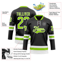 Laden Sie das Bild in den Galerie-Viewer, Uksn Individuelles Schwarz Neongrün-Weiß Eishockey-Trikot mit Schnürkragen