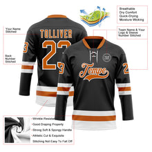 Laden Sie das Bild in den Galerie-Viewer, Uksn Individuelles Schwarz Texas-Orange-Weiß Eishockey-Trikot mit Schnürkragen