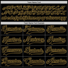 Laden Sie das Bild in den Galerie-Viewer, Uksn Individuelles Schwarz Altgold Eishockey-Trikot mit Schnürkragen