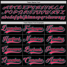 Laden Sie das Bild in den Galerie-Viewer, Uksn Individuelles Schwarz Neonpink-Aqua Eishockey-Trikot mit Schnürkragen