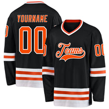Laden Sie das Bild in den Galerie-Viewer, Uksn Individuelles Schwarz Orange-Weiß Eishockey-Trikot