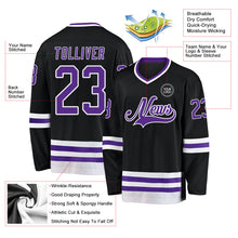 Laden Sie das Bild in den Galerie-Viewer, Uksn Individuelles Schwarz Violett-Weiß Eishockey-Trikot