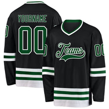 Laden Sie das Bild in den Galerie-Viewer, Uksn Individuelles Schwarz Grün-Weiß Eishockey-Trikot
