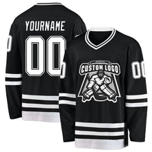 Laden Sie das Bild in den Galerie-Viewer, Uksn Individuelles Schwarz Weiß Eishockey-Trikot