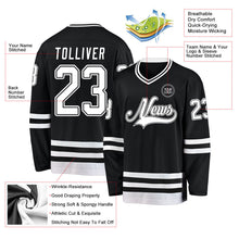 Laden Sie das Bild in den Galerie-Viewer, Uksn Individuelles Schwarz Weiß Eishockey-Trikot
