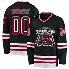 Laden Sie das Bild in den Galerie-Viewer, Uksn Individuelles Schwarz Kastanienbraun-Weiß Eishockey-Trikot