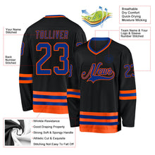 Laden Sie das Bild in den Galerie-Viewer, Uksn Individuelles Schwarz Royalblau-Orange Eishockey-Trikot