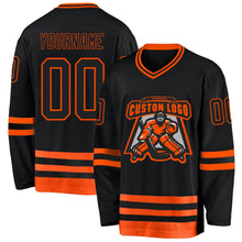 Laden Sie das Bild in den Galerie-Viewer, Uksn Individuelles Schwarz Orange Eishockey-Trikot