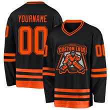 Laden Sie das Bild in den Galerie-Viewer, Uksn Individuelles Schwarz Orange Eishockey-Trikot