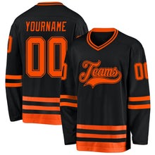 Laden Sie das Bild in den Galerie-Viewer, Uksn Individuelles Schwarz Orange Eishockey-Trikot