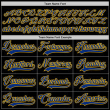 Laden Sie das Bild in den Galerie-Viewer, Uksn Individuelles Schwarz Royalblau-Gold Eishockey-Trikot