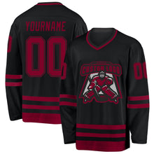 Laden Sie das Bild in den Galerie-Viewer, Uksn Individuelles Schwarz Kastanienbraun Eishockey-Trikot