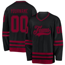 Laden Sie das Bild in den Galerie-Viewer, Uksn Individuelles Schwarz Kastanienbraun Eishockey-Trikot
